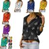 English Fashion Shirt With Butterfly Print And Spandex For Casual Wear