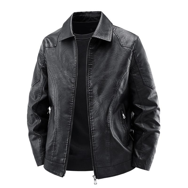 8XL Men's Leather Korean Business Casual Jacket Men's Spring Lapel Comfortable Plus Size Top