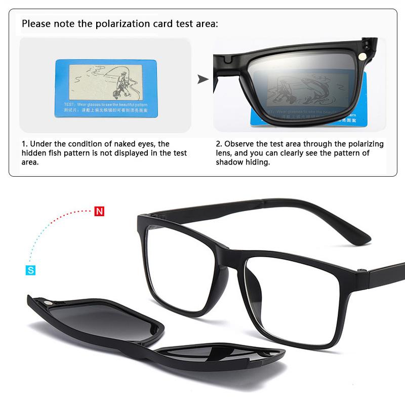 Fashion Magnetic Optical Frame Men Women With 5 Clip On Sunglasses For Myopia Eyeglasses Unisex