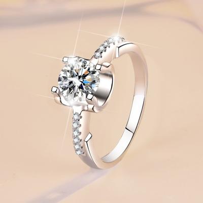 D Color 2ct Moissanite Ring S925 Sterling Silver Ring Female Engagement Diamond Ring Wedding Ring Gift for Girlfriend Exquisite Jewelry Gift