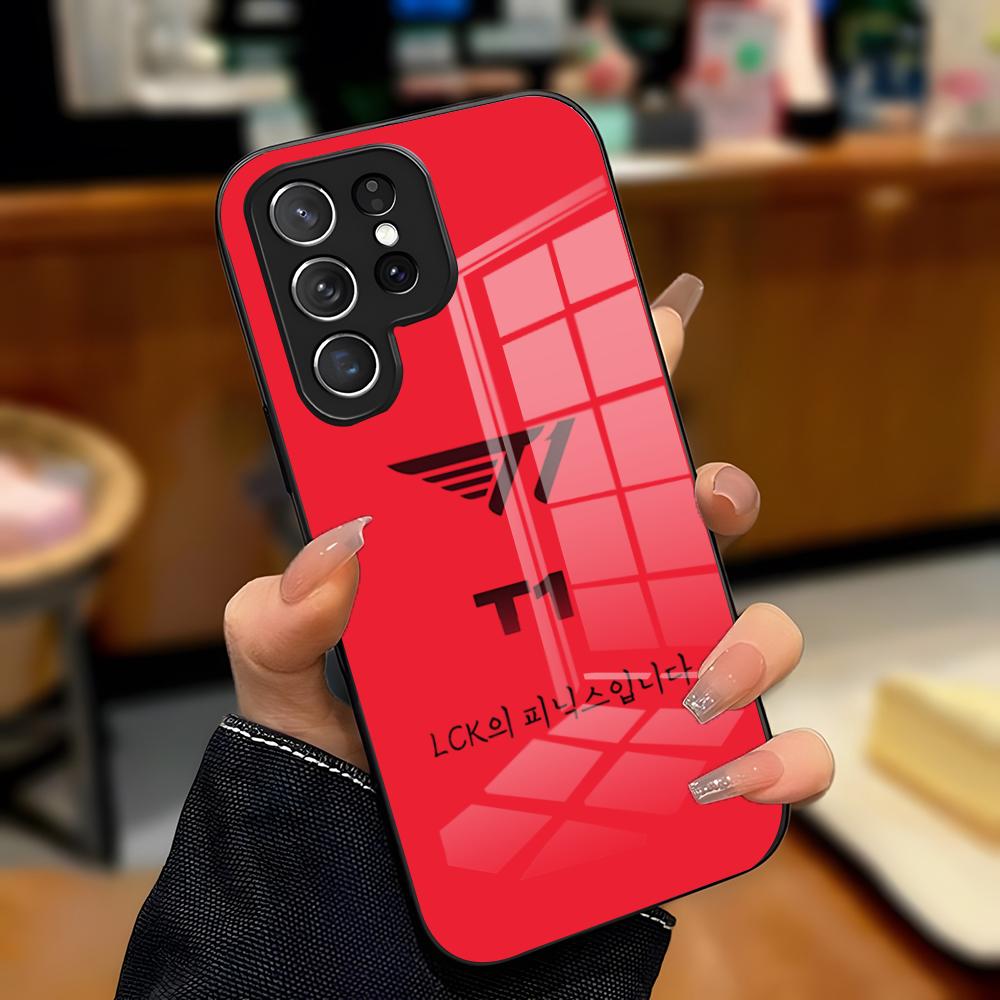 

Чехол для телефона SKT T1 ESports для Samsung S26 S25 Plus S20 S20 Plus S22 Ultra S23 FE S21 Plus S21 Ultra Стеклянная крышка Samsung S26