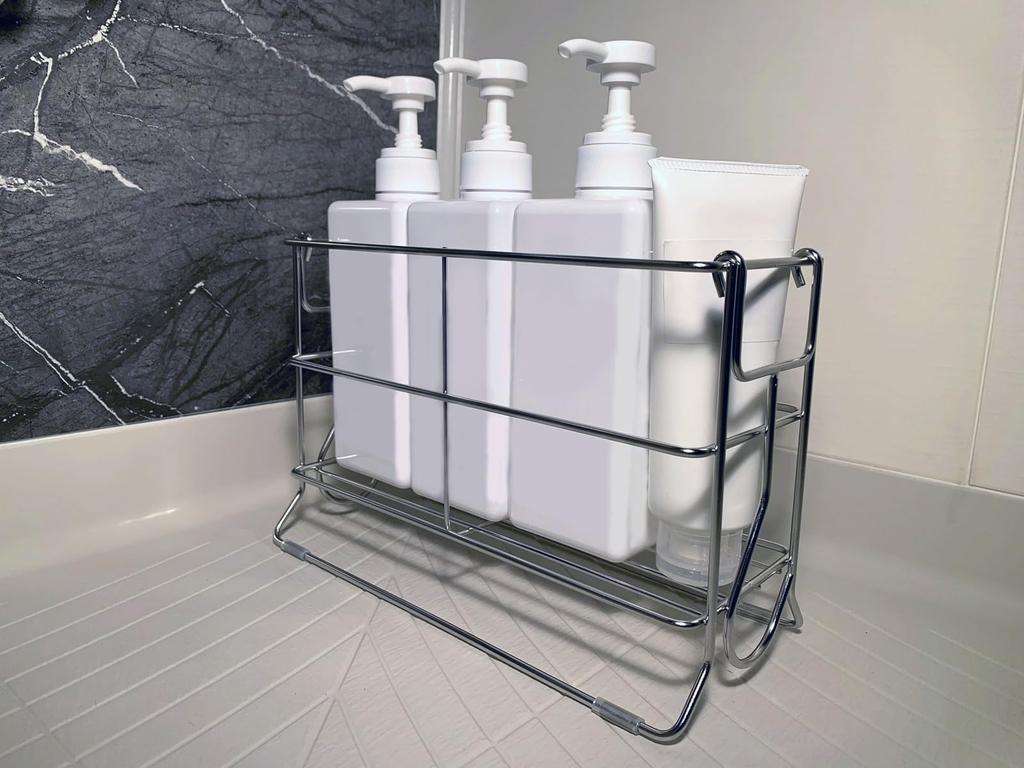 Oki Seisakusho Bathroom Bottle x 12 x 2-Way Rack, Silver, Approx. 26.5 H32.5cm