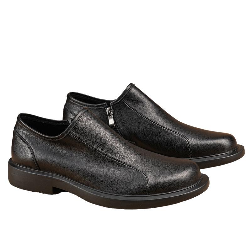 

Осень и Зима Бархатные Повседневные Новые Мужские Туфли Теплые и Удобные Верхний Слой Коровья Кожа Боковая Молния Британский Стиль Кожаные Туфли 45