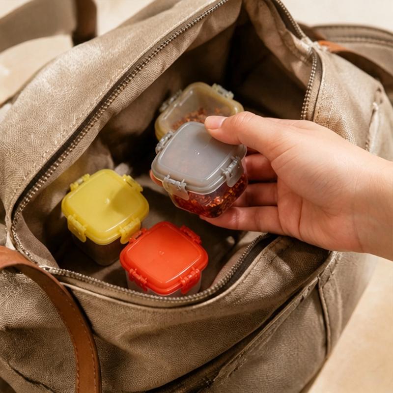 4Pcs Small Stackable PP Mini Storage Jars Airtight Leakproof Lids Portable for Spice Baby Food Camping Use