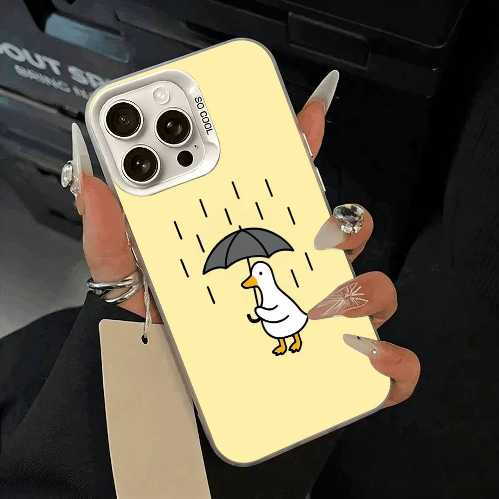 F-Funny Duck Phone Case For IPhone 17 Air 16 15 14 13 12 11 Pro Max White  Sliver  Hard Cover