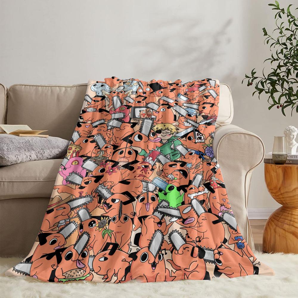 C-chainsaw Man Pochita Throw Soft Flannel Throw Summer Blanket Lightweight Cozy Nap Blanket for Sofa Bed Travel 75x90cm