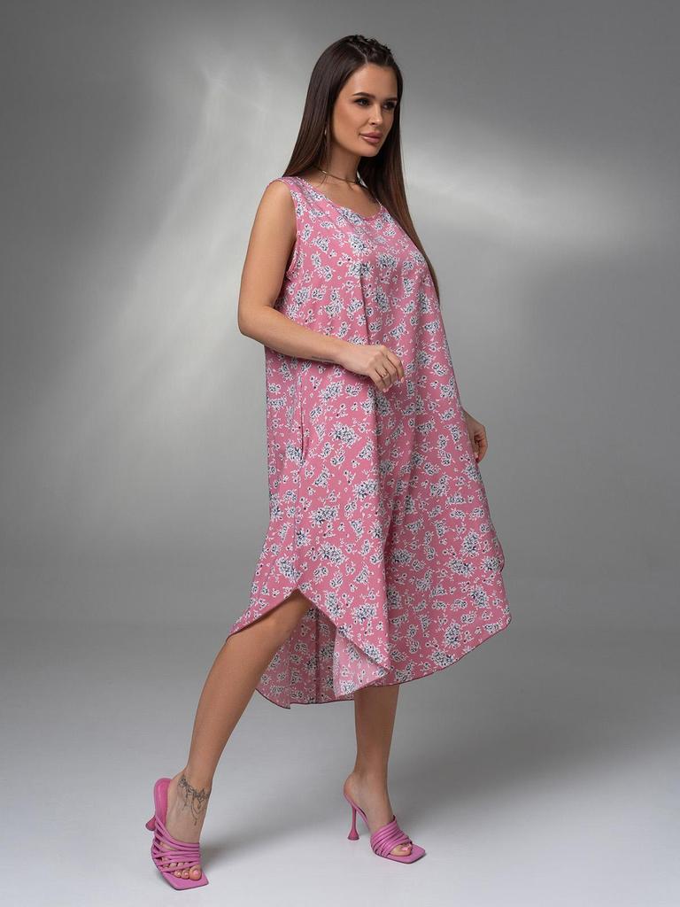 Pink Floral Sundress with A-line Cut ISSA PLUS