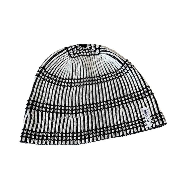 Harajuku Letter Cloth Label Knitted Hat Women's Autumn and Winter Warm Wool Hat Striped Face Small Pullover Hat