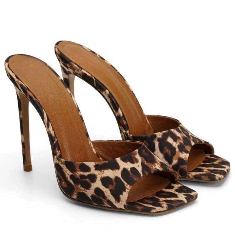 Sexy Women's Slippers High Heels Mules Summer Party Shoes 2025 Outdoor Designer Peep toe Slides Black Pink White Large Size 45