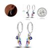 New 925 Sterling Silver Hope Rainbow Flower Earrings For Women Sparkling Colored Zircon Star Koi Earrings Fashion Party Jewelry