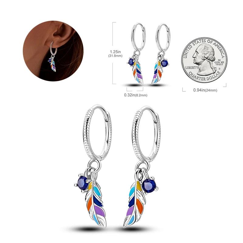 New 925 Sterling Silver Hope Rainbow Flower Earrings For Women Sparkling Colored Zircon Star Koi Earrings Fashion Party Jewelry