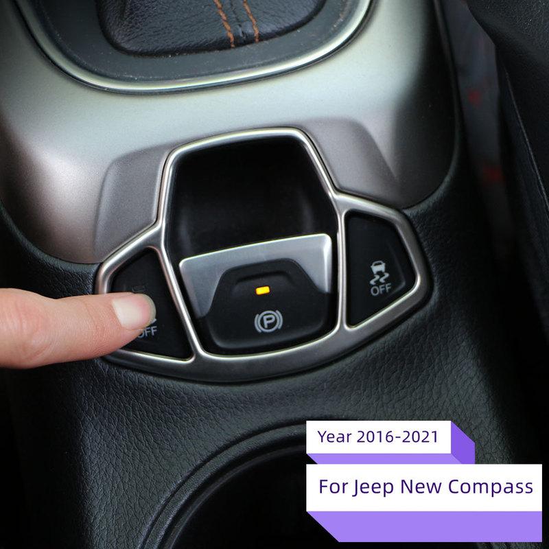 Stainless Steel Car Electrical Park Brake Cover Frame Sticker Decorations Car Auto Break Hold Trim for JEEP Compass AT 2017 2018