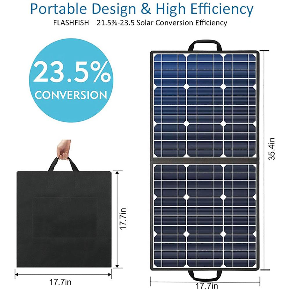 Refurbished:Flashfish SP50 50W 18V Solar Panel with 4 DC Connectors, Portable Foldable PV Panels Monocrystalline Solar Panel