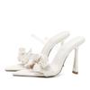 Mode Luxus Damen High Heels Sommer Transparent Blume Sexy Spitze Zehen Dünne Absätze Pantoletten Frau Kleid Party Mules Pantoletten Schuhe