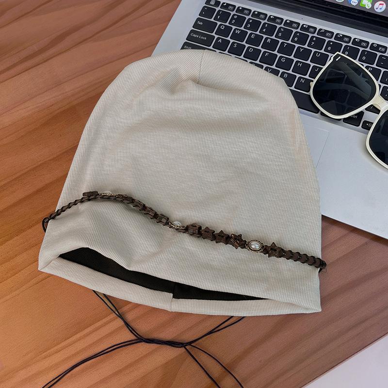 Retro Five Pointed Star Tassel Baotou Hat for Women In Autumn Thin Breathable Niche Versatile Loose Face Showing Small Pile Hat