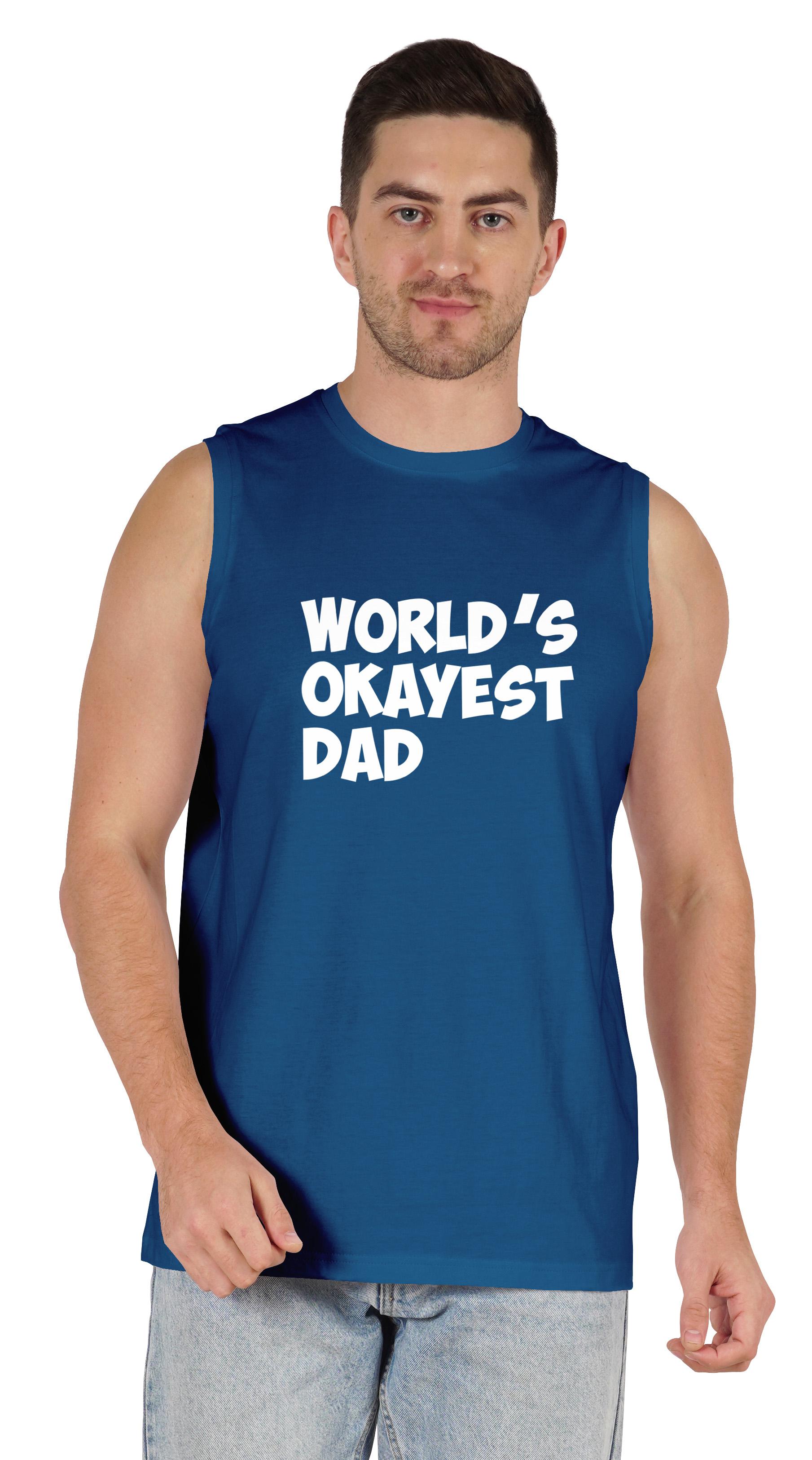 

Inkmeso Чоловіча футболка з друкованим малюнком World s Okayest Dad Найкращий подарунок для тата XX-Large королівський синій колір