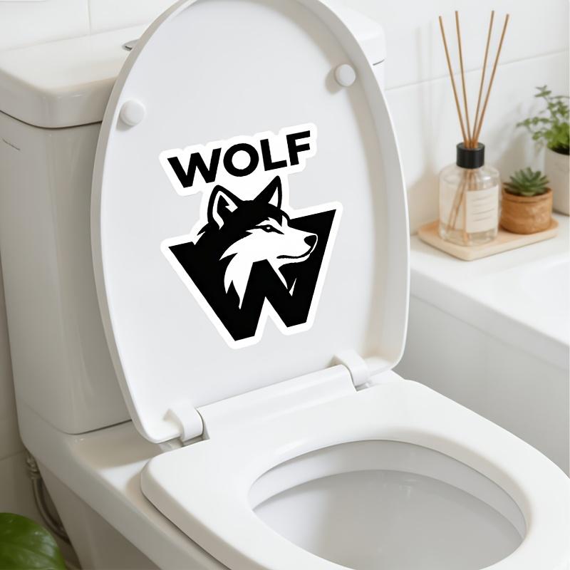 2pcs  Window Sticker, Self-Adhesive Glass Decal, Home Decor Wall Sticker, Wolf Head Logo, Black and White Minimalist Style, Static Cling,