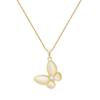 18k Gold Zircon & Diamond Necklace with Mother-of-Pearl Butterfly Pendant