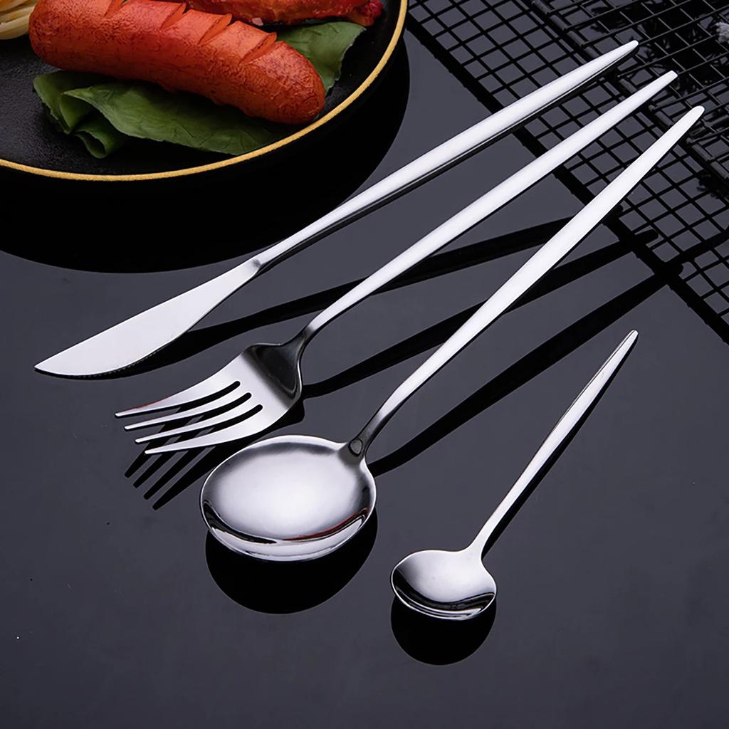 16Pcs Gold Dinnerware Stainless Steel Cutlery Set Kitchen Mirror Flatware Knife Fork Coffee Spoon Kitchen Home Tableware Set