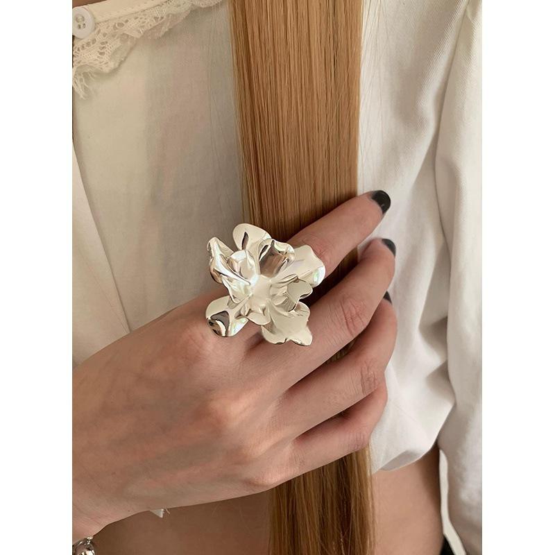 S925 Sterling Silver Korean Style Adjustable Open Ring for Women - Niche Light Luxury Trendy Colorfast High-End Feel