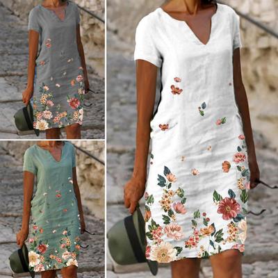 Chic Summer Dress Loose Keep Cooling Knee Length Soft Midi Women Clothes