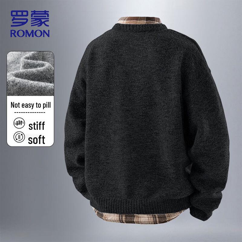 ROMON Men's Faux Two-Piece Knit Pullover