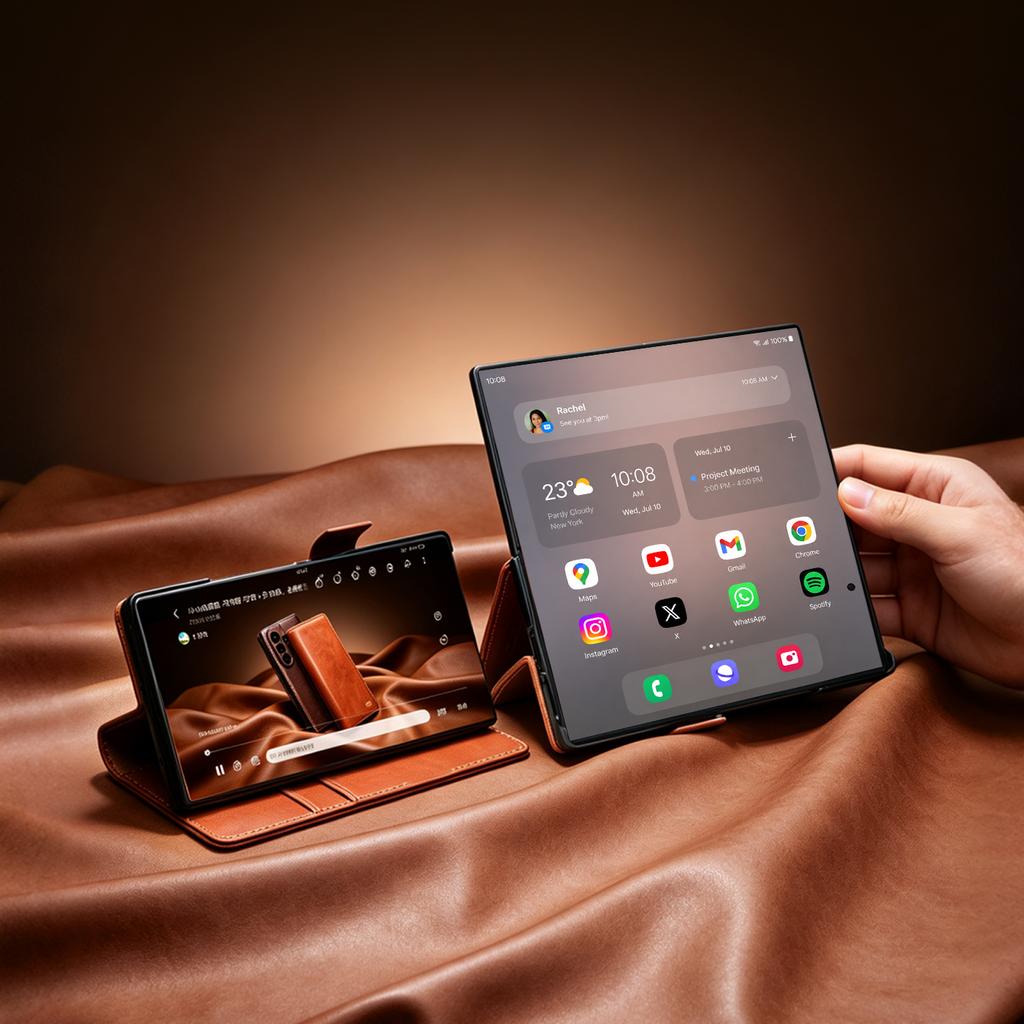 Per Samsung Galaxy Z Fold8 Fold 8 Ultra Custodia a Libro in Vera Pelle di Mucca Premium Vintage Portafoglio con Slot per Carte Copri Telefono Per Fold8