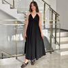 European and American women's clothing spring and summer new neck collar waist halter strap sleeveless pendulum dress