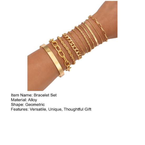 Yousheng 11Pcs Vintage Paperclip Chain Bracelet for Women, Twist Link Bangle, Layered Boho Jewelry for Teen Girls, Trendy Gift