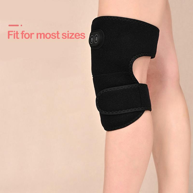 USB Heated Knee Massager Shoulder Brace with Vibration 3 Adjustable Heat Levels Black Support Strap Electric Massage