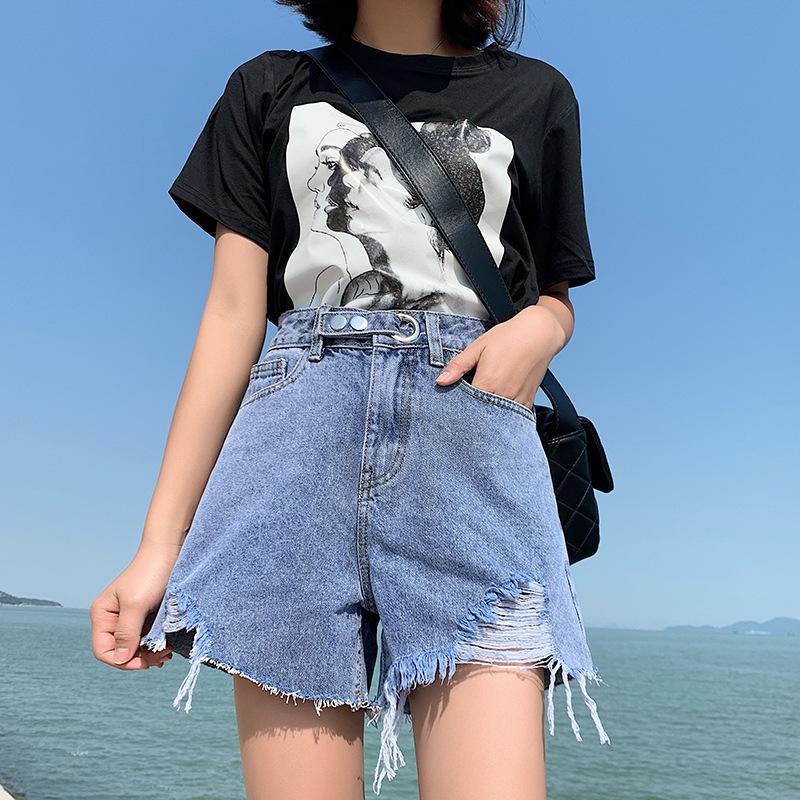 Summer Denim Shorts High Waist Denim Wide Leg Pants Women