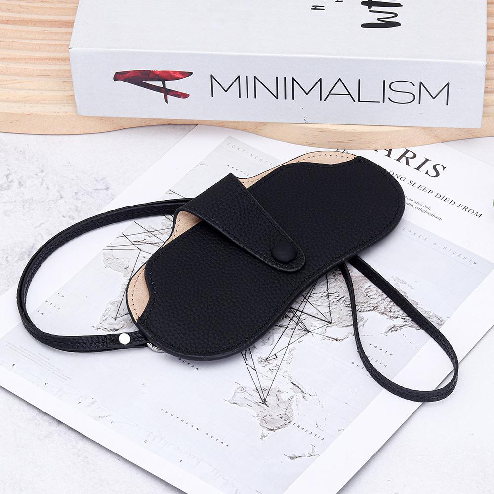

Leather Sunglass Case, Glasses Cases Holder, Portable Soft Leather Sunglasses Bag, Slim Eyeglasses Pouch Men Women with Lanyard чёрный