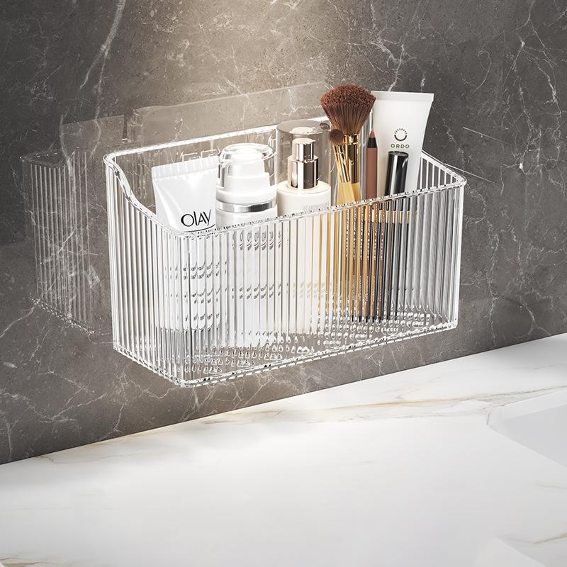 Multifunctional Transparent Storage Rack Holder Punch Free Wall-Mounted Storage Organization Kitchen Cabinet Storage Box