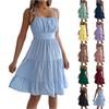 Women's Summer Fashion Color Sexy Sleeveless Waist Strap Dress
