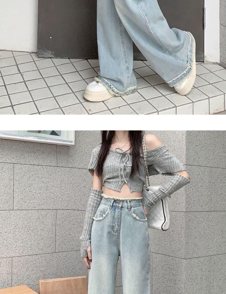 Women's Light Blue Wide-Leg Jeans, High-Waisted, Straight-Leg, Spring/Summer 2025 Fashion, Niche Design, Narrow Fit.
