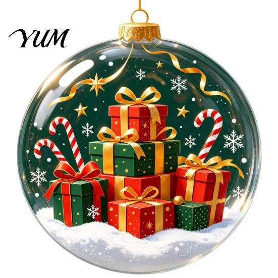 Decorative Props for Holiday Gatherings Christmas 3D Faux Crystal Ball Hanging Ornaments with Warm LED Coordinated Tree Supplies Lights, Luminous