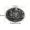 Western Cowboy Skull Black Large Zinc Alloy Retro Oval Belt Buckle