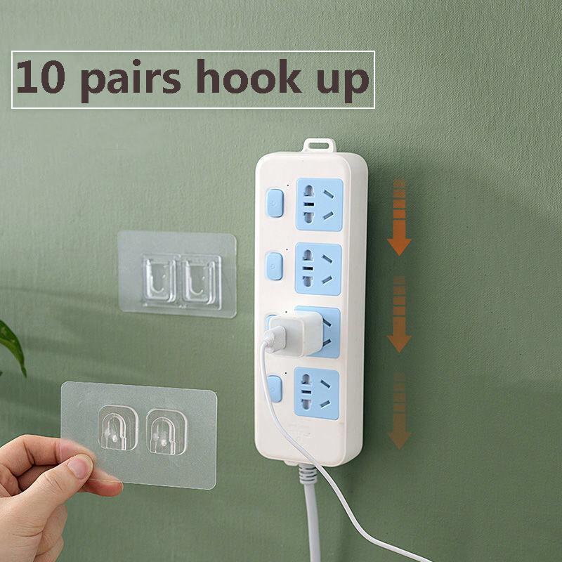 10 Pairs Double Sided Adhesive Wall Hooks Waterproof Clothes Hats Towel Hooks