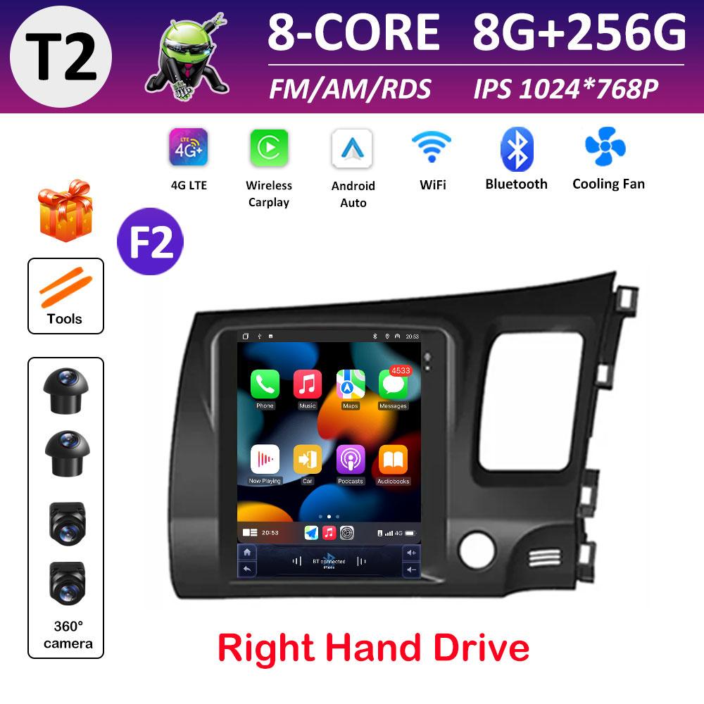 Car Multimedia Video Radio Player WIFI for Honda Civic 2005 2006 2007 2008 - 2012 Android OS Wireless Carplay GPS Navigation 4G