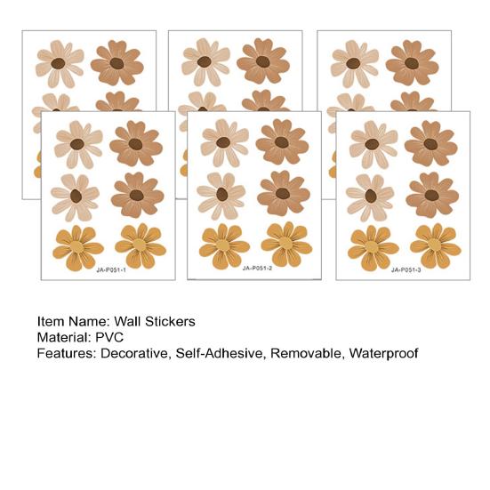 6Pcs Daisy Wall Stickers Self-Adhesive Vinyl Wall Decals Waterproof And Removable Boho Floral