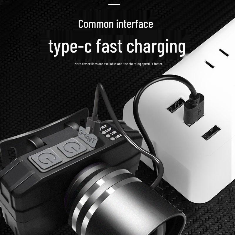Rechargeable Waterproof LED Headlamp with Long Battery & Zoom for Night Fishing and Mining