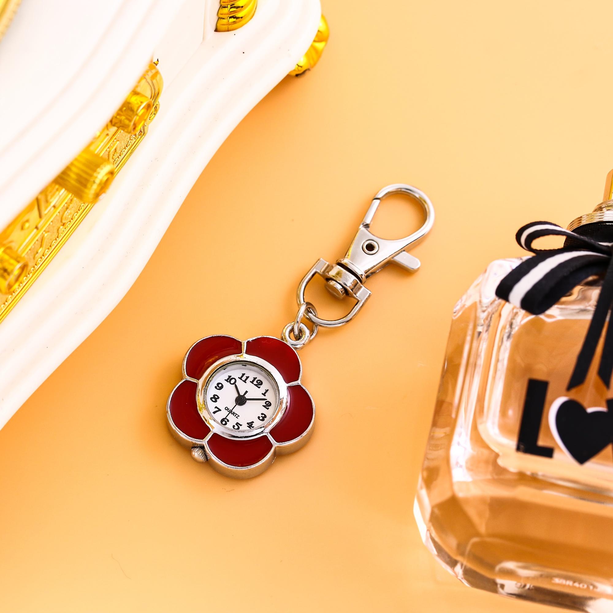 Colorful small flower hanging watch, butterfly pocket watch, keychain watch, men s and women s chest watch, nurse watch красный