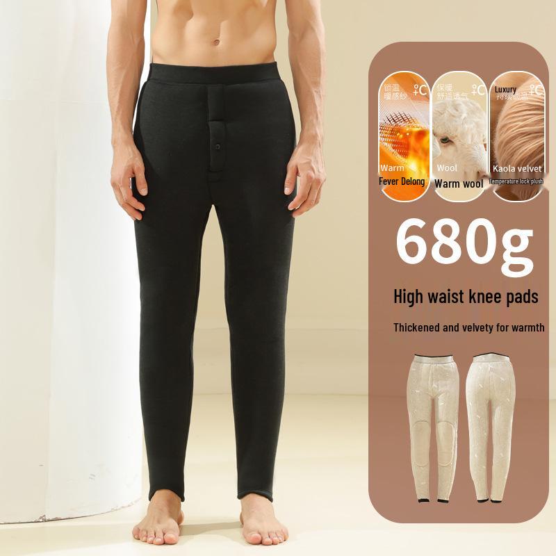 

Женские теплые флисовые брюки из шерсти и хлопка - цвета верблюжьей шерсти, мягкие и очень толстые, свободного кроя для среднего и пожилого возраста, с наколенниками, незаменимы зимой. XXL