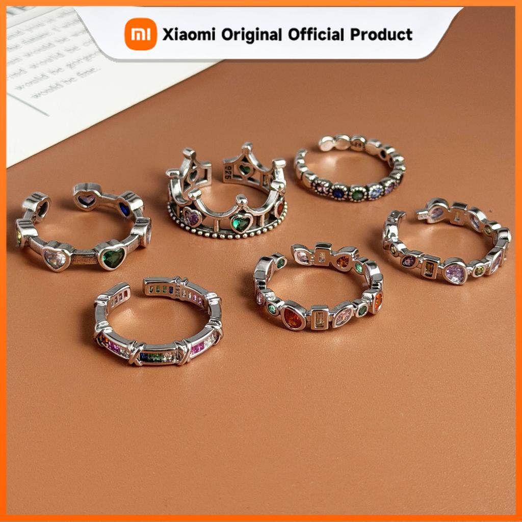 Xiaomi BF CLUB 925 Sterling Silver Ring For Women Jewelry Retro Crown Shape Open Vintage Handmade Ring Allergy For Party Birthday Gift