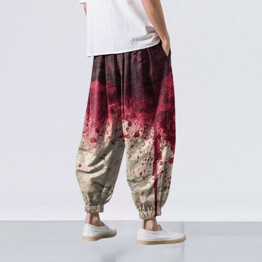 Halloween-Print - Lässige Weitbein-Hose, Herren Lässige Loose-Fit-Hose