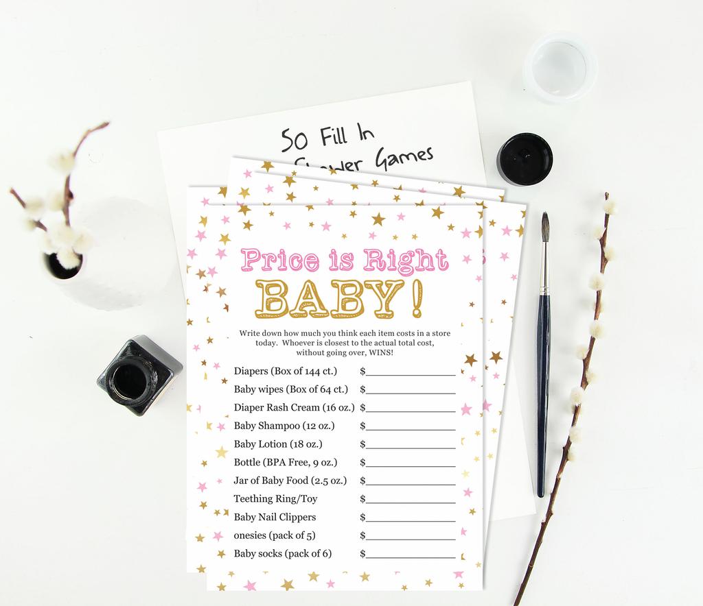 Inkdotpot 50-PackA  Baby WordA  ScrambleA  Baby ShowerA  Game Cards Confetti Star Gender Neutral Party Supplies-Fun Baby Shower