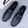 Fashion Mens Metal Buckle Loafers Genuine Leather Men Casual Shoes Handmade Moccasins Breathable Male Walking Shoes Comfort Travel Flats