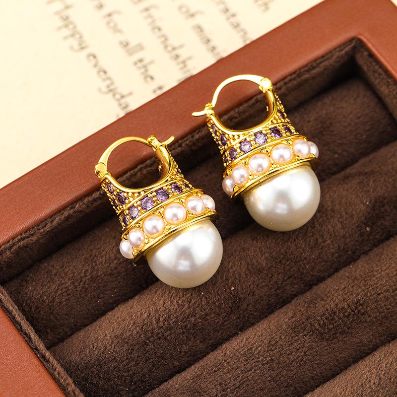 High-End Retro Enamel Zircon Earrings - Unique European & American Style