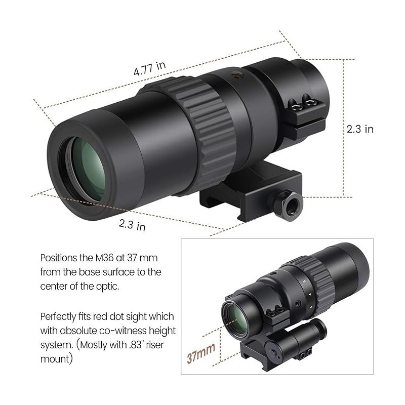 Feyachi M36 1.5X - 5X Red Dot Sight Optics Magnifier with Flip to Side Mount