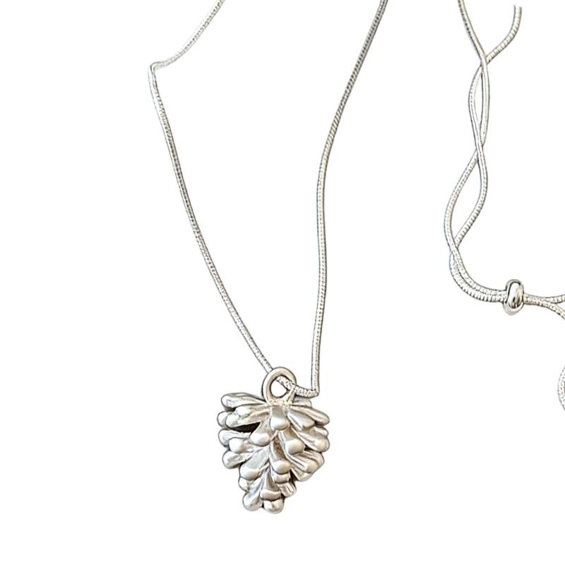 Adjustable Necklace with Silver Pine Cone Charm for Everyday Wear Versatile Styling Comfortable Designs